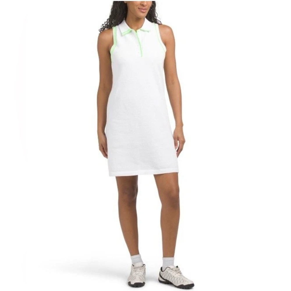 NWT G/FORE WOMENS FULLY FASHIONED COTTON PIQUÉ SLEEVELESS POLO DRESS